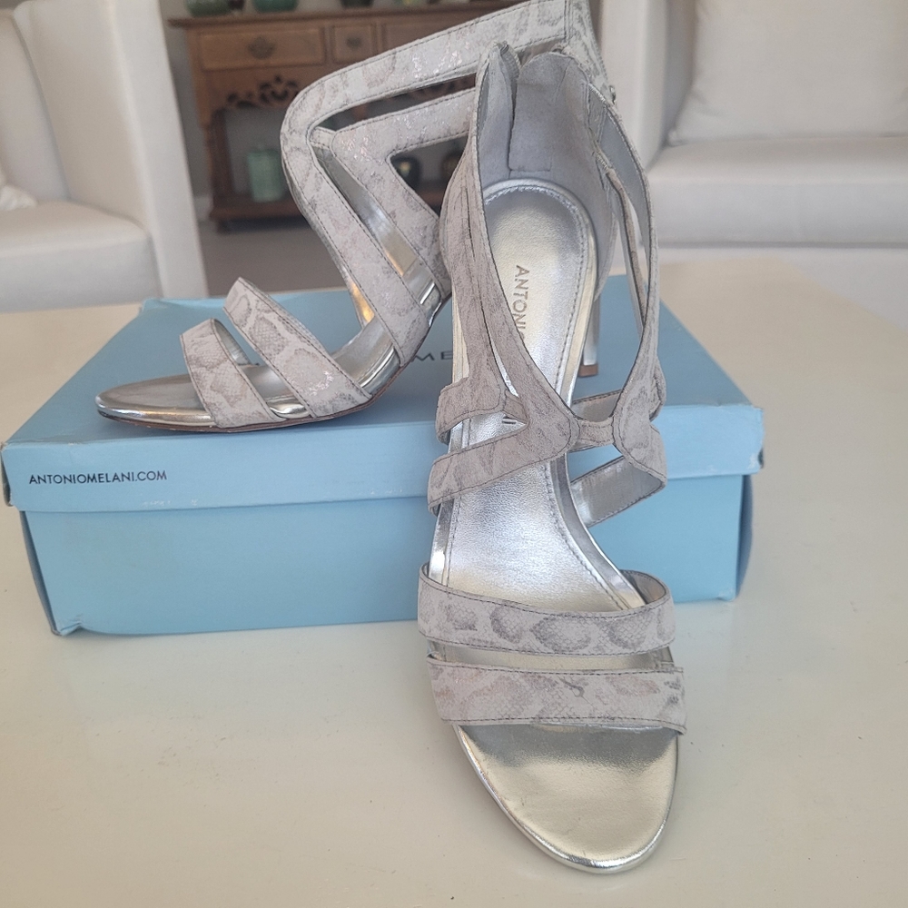 Antonio Melani Snakeskin Print "Ella" Strappy  Sandals Heels Size 9